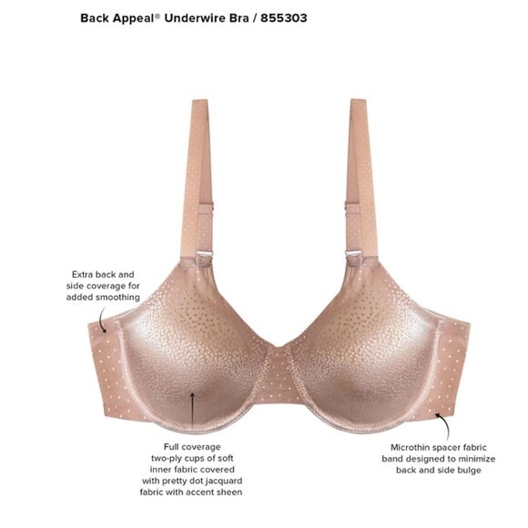 ~ Wacoal 34D Back Appeal® Underwire Bra Pink Unlined Rose Berry Mauve - Picture 6 of 15